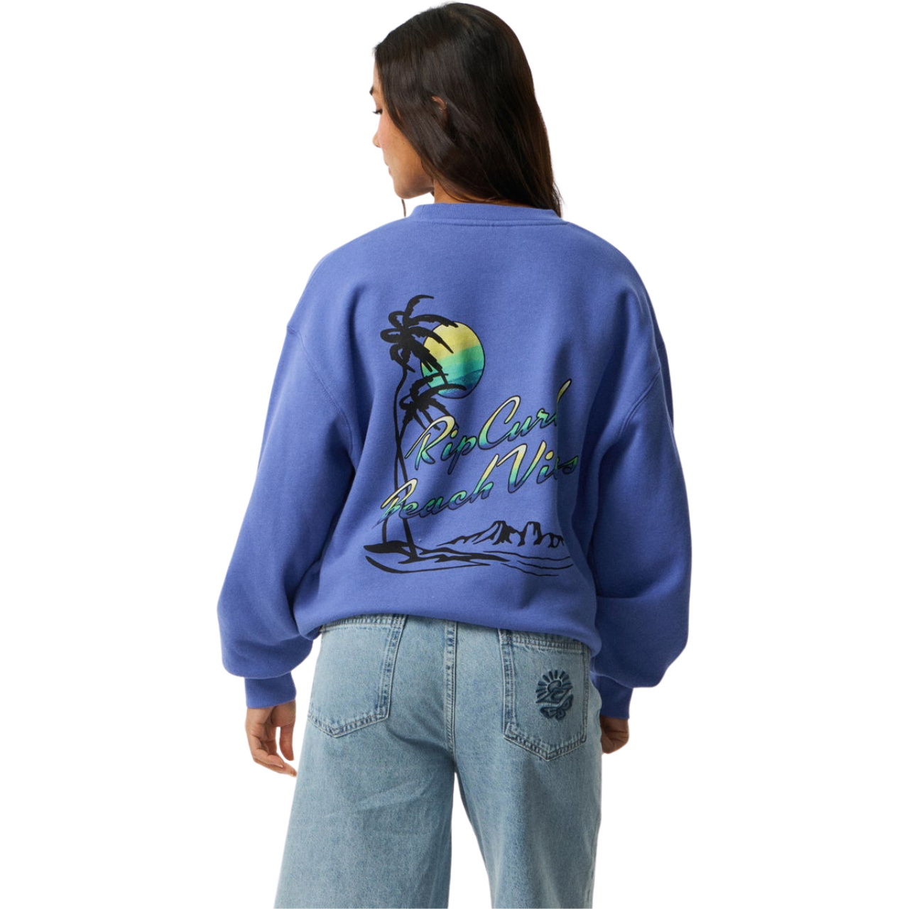 Rip Curl Womens Beach Vibe Heritage Crew 0EMWFL - Mid Blue